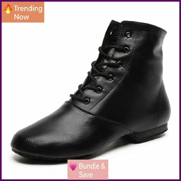 Women's Lace Up Jazz Dance Boots Split Sole Ballet Shoes Performance - Picture 2 of 7